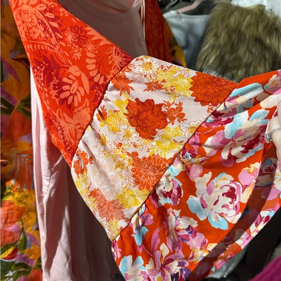 The Pioneer Woman Blush Pink Top with Colorful Floral Sleeves - Picture 4 of 6